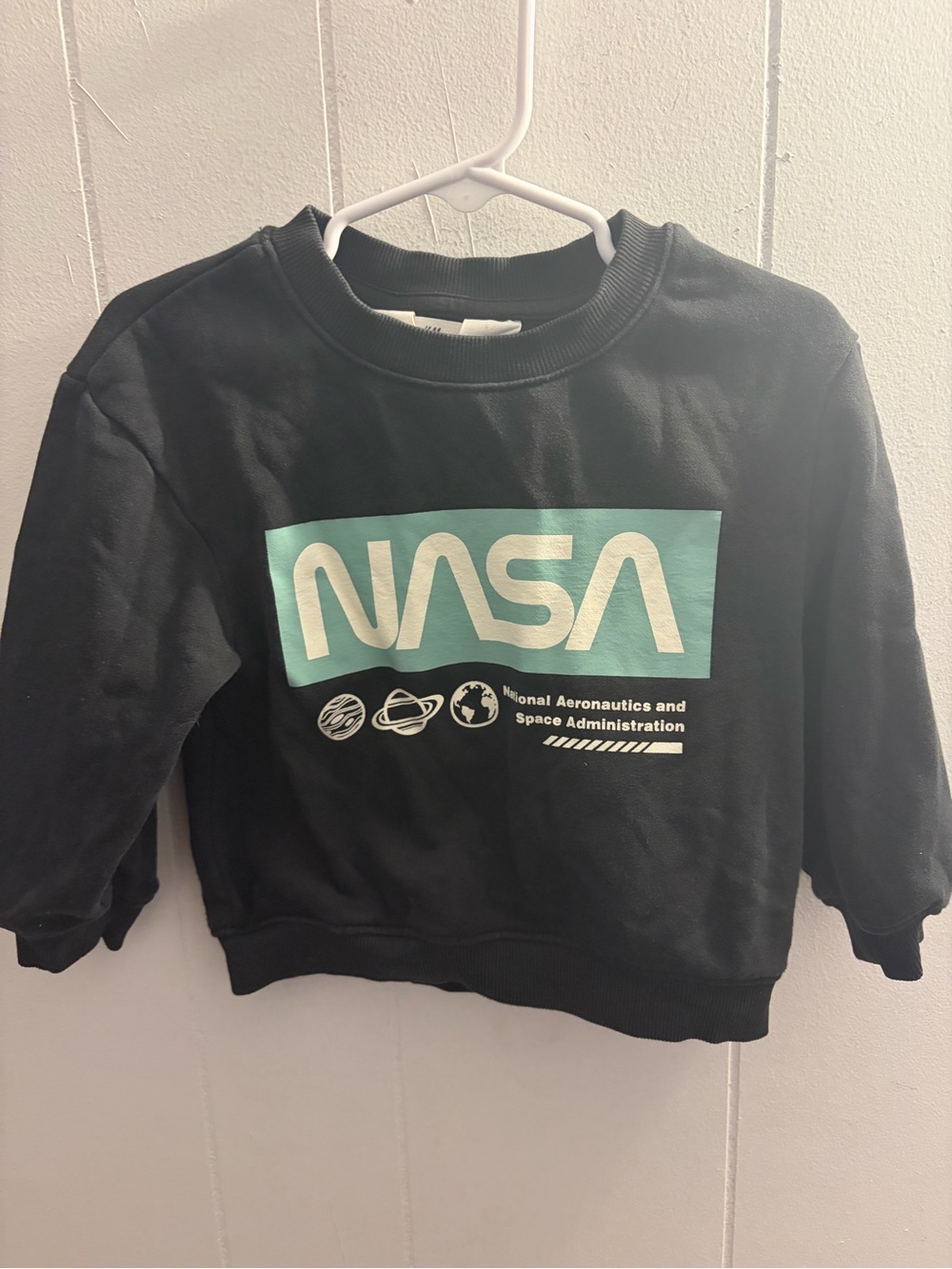H&M Black Kids Sweatshirt with Teal NASA Graphic